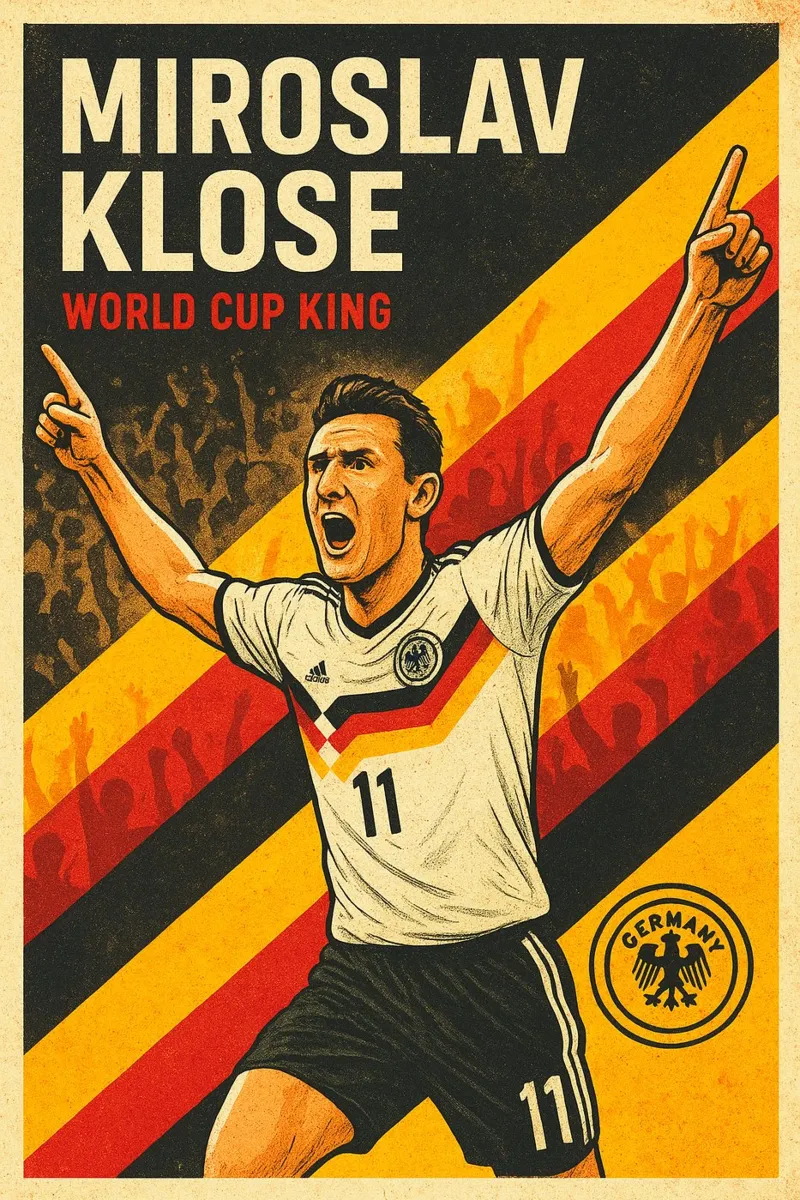 Miroslav Klose poster con telaio in legno da Cyberpunk Canvas