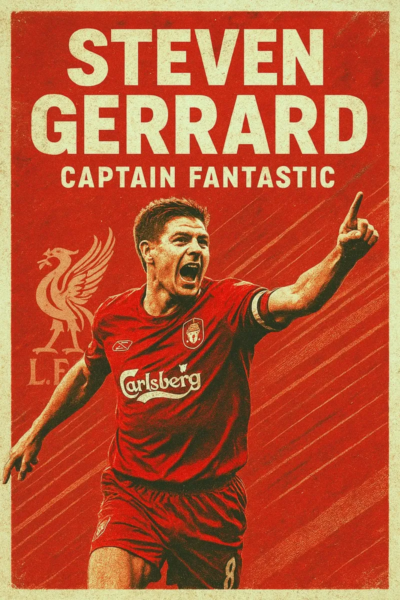 Steven Gerrard poster con telaio in legno da Cyberpunk Canvas