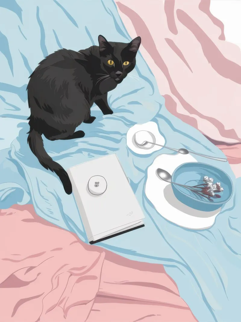 Mitternachtstee Feline Leinwand mit Schattenfugenrahmen von Frame Aura