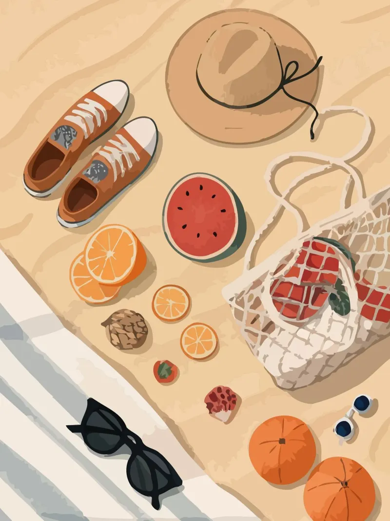 Outfit On Beach canvas with Floater frame by Dumery Art