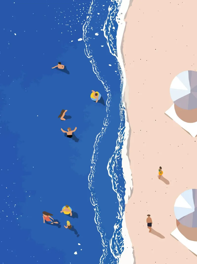 Summer Beach Activite tela con Cornice a cassetta da Dumery Art