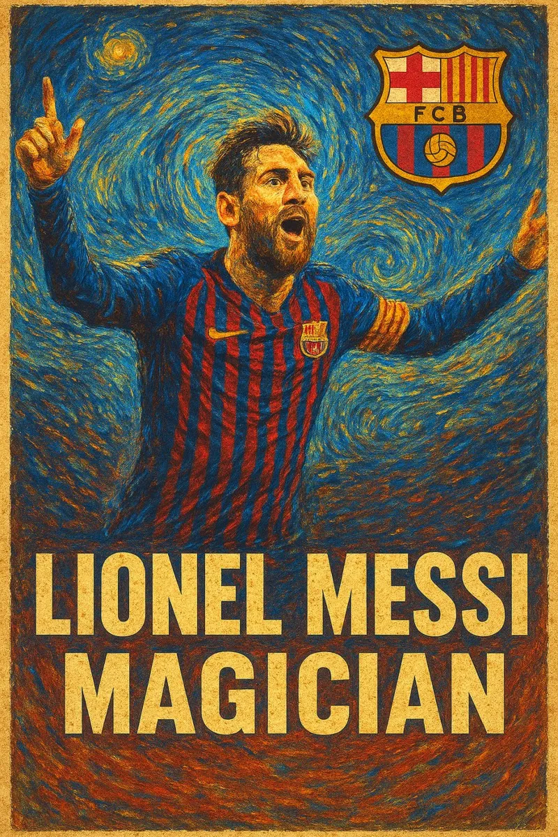 Lionel Messi poster con telaio in alluminio da Cyberpunk Canvas