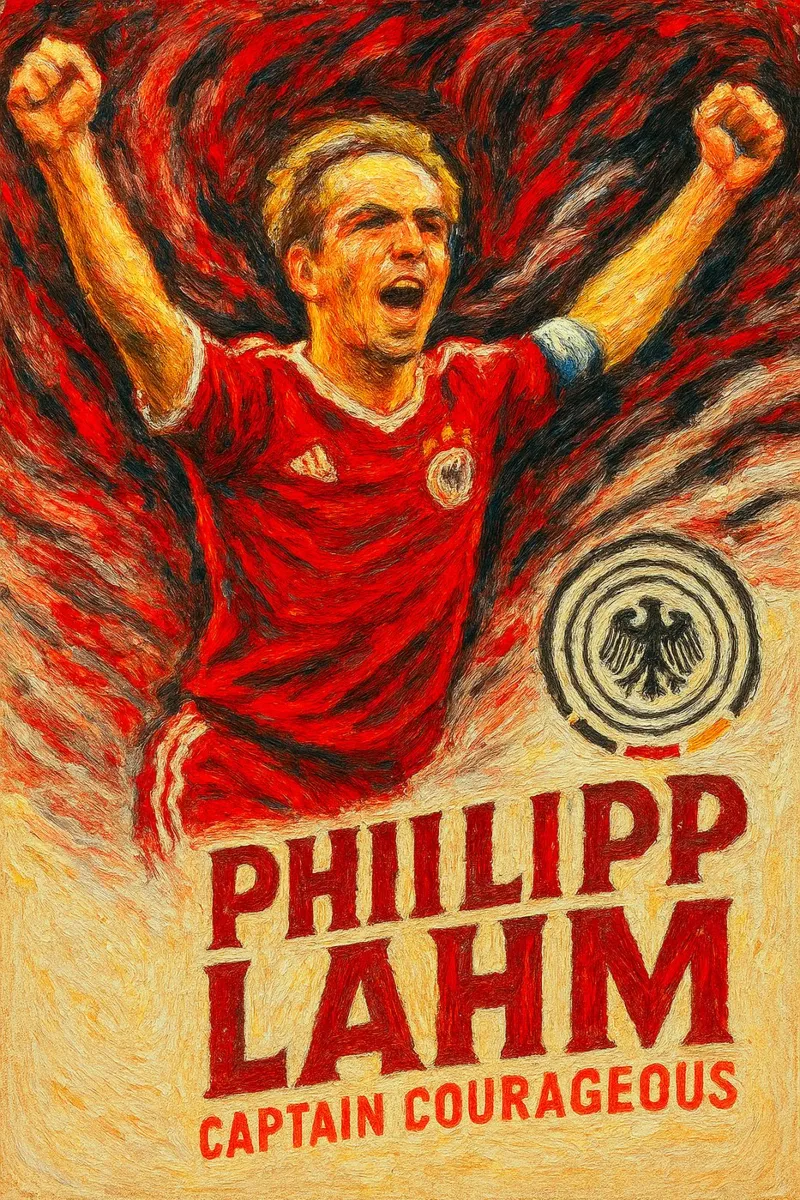 Philipp Lahm capitano coraggioso poster con telaio in legno da Cyberpunk Canvas