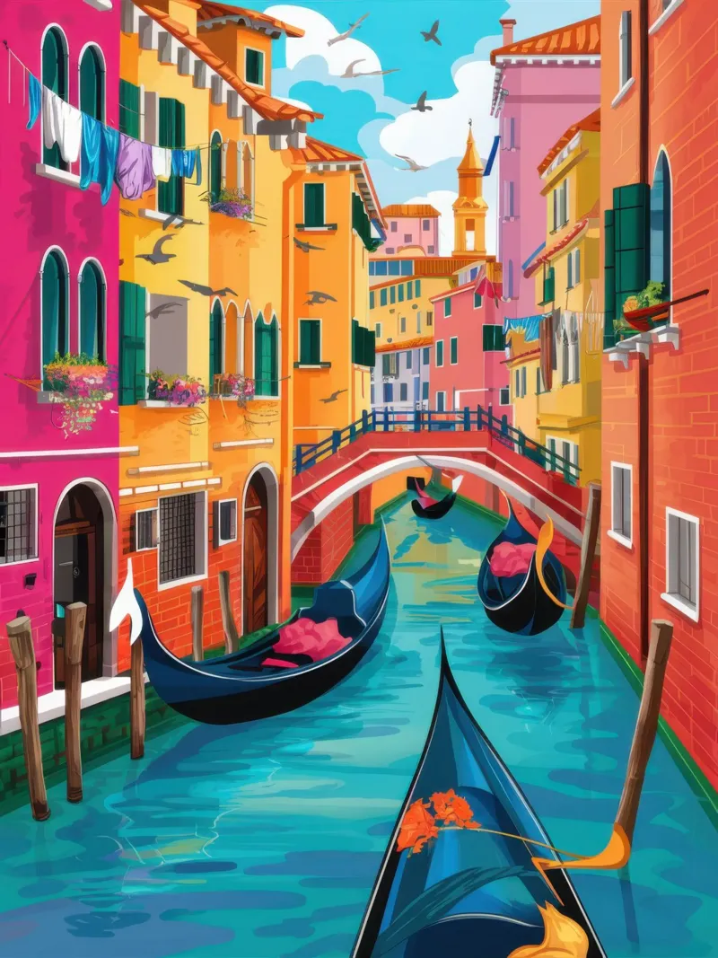 Sogno del canale veneziano tela con Cornice a cassetta da Frame Aura