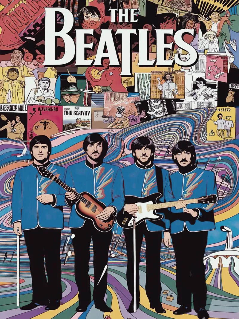 The Beatles poster con telaio in legno da Musadad Shop