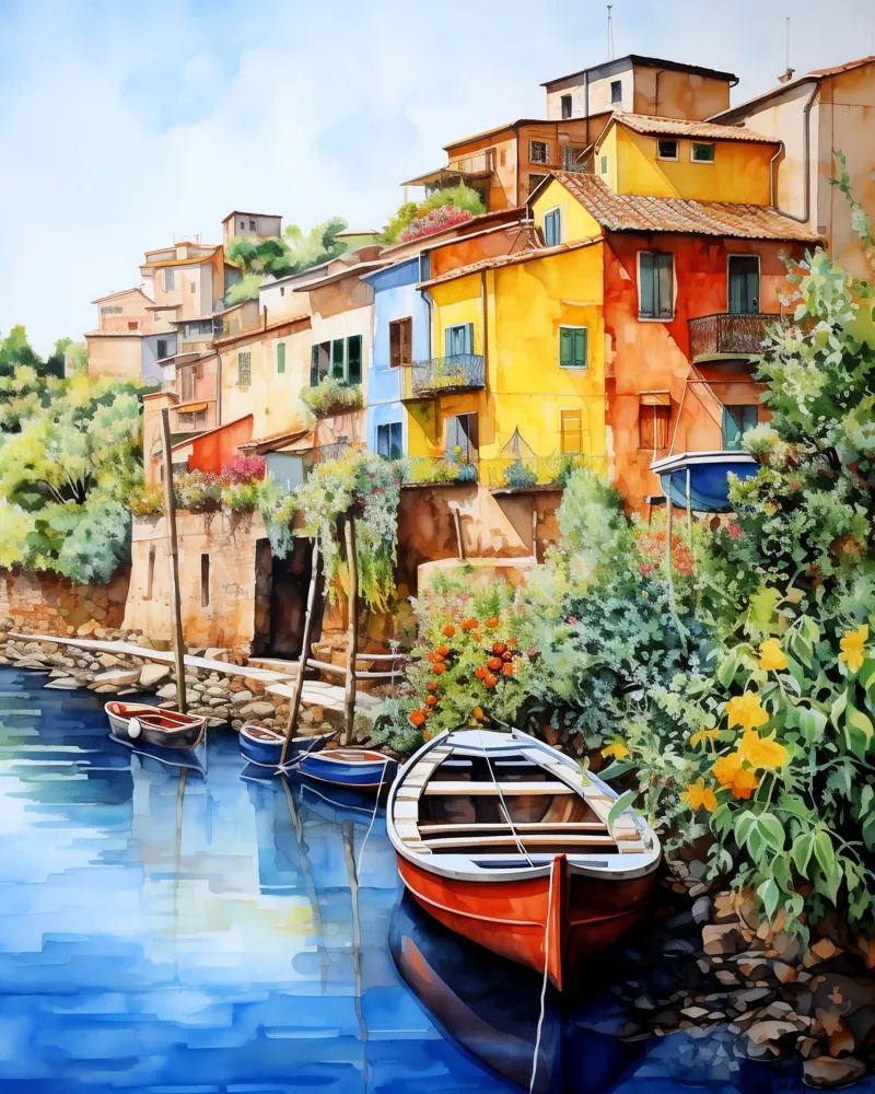 Harbor Village poster con telaio in legno da Artsy Bessy