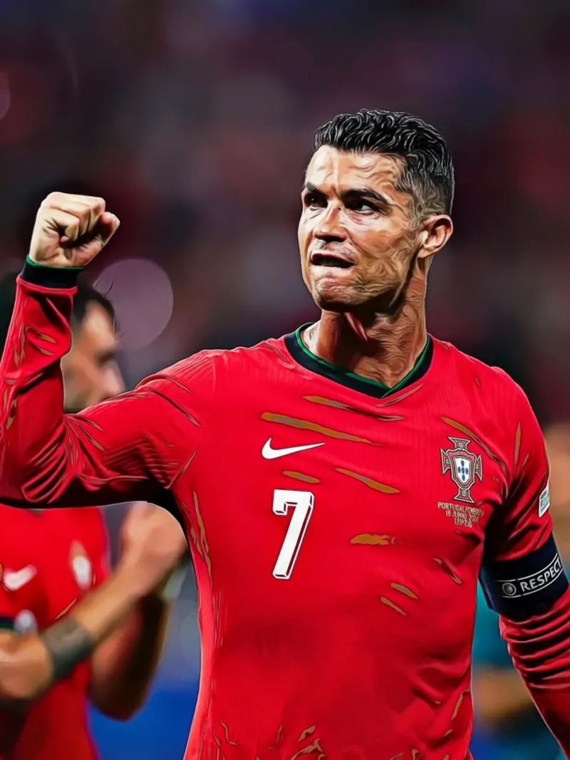 Cristiano Ronaldo in posa vittoriosa in arte digitale poster da ArdanART