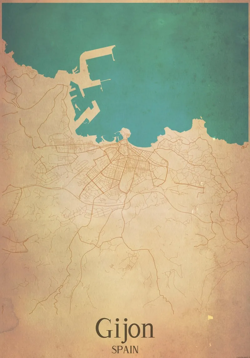 Gijon SPAIN canvas met Baklijst van WorldPrint