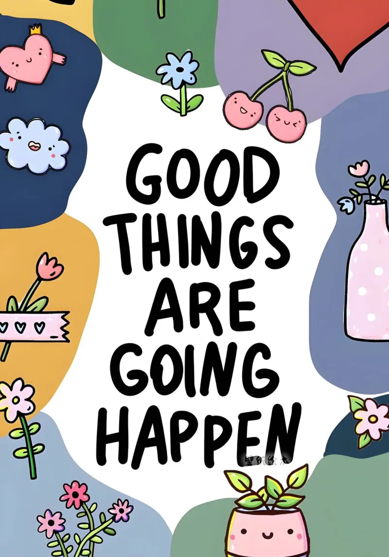 GOOD THINGS ARE GOING HAPPEN canvas met Baklijst van Type & Tape