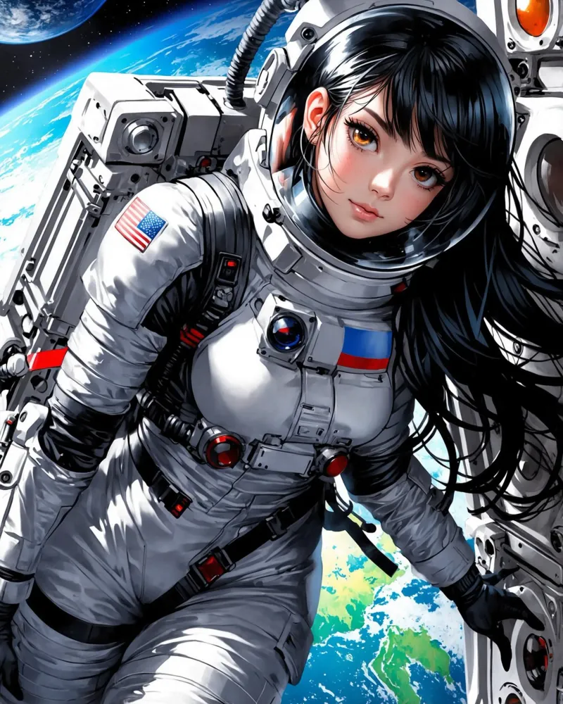 Carino Anime ragazza astronauta poster da Voxel Visionaries