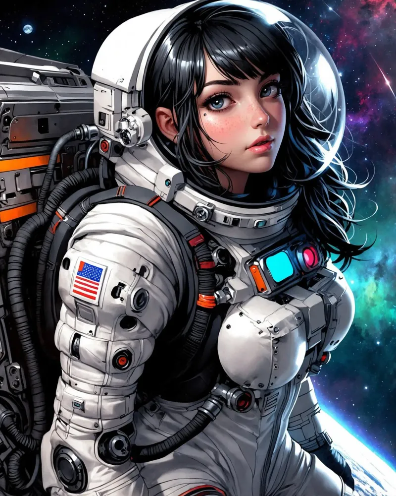 Carino Anime ragazza astronauta poster da Voxel Visionaries