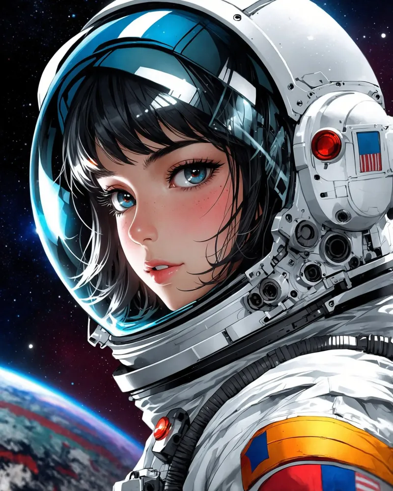 Carino Anime ragazza astronauta poster da Voxel Visionaries