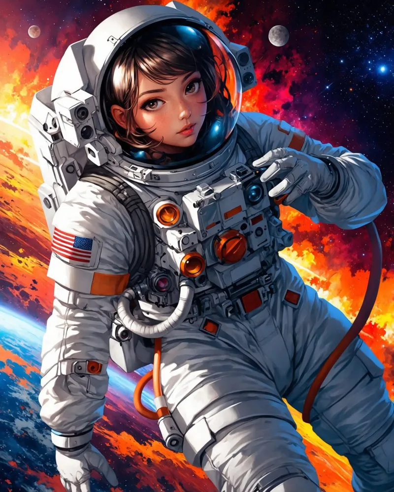 Carino Anime ragazza astronauta poster da Voxel Visionaries