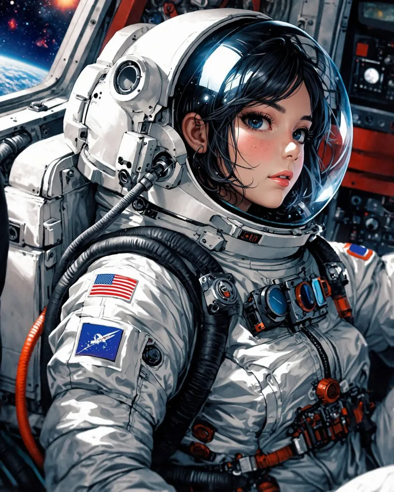 Carino Anime ragazza astronauta poster da Voxel Visionaries