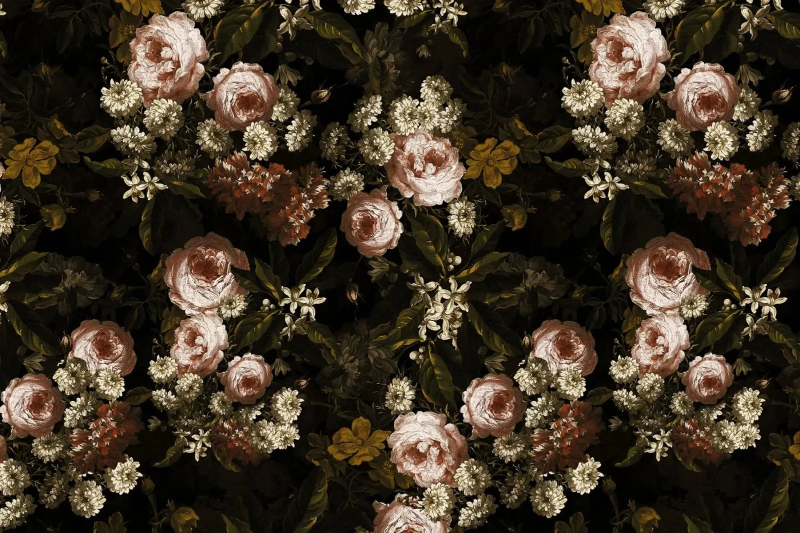Rose barocche d'epoca con fiori d'arancio e gelsomino tela con Cornice a cassetta da Vintage World - Uta Naumann