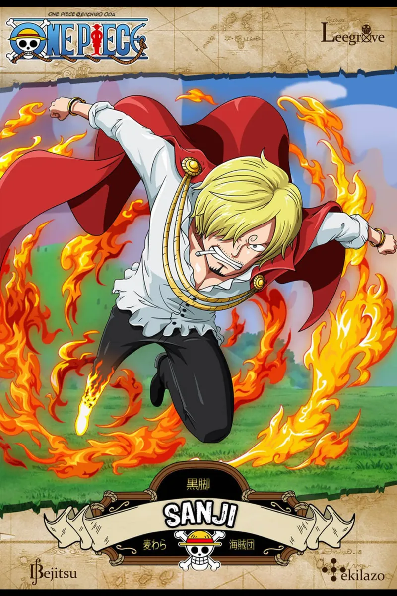 Fantasy pirates anime - Sanji canvas with Floater frame by skurtow