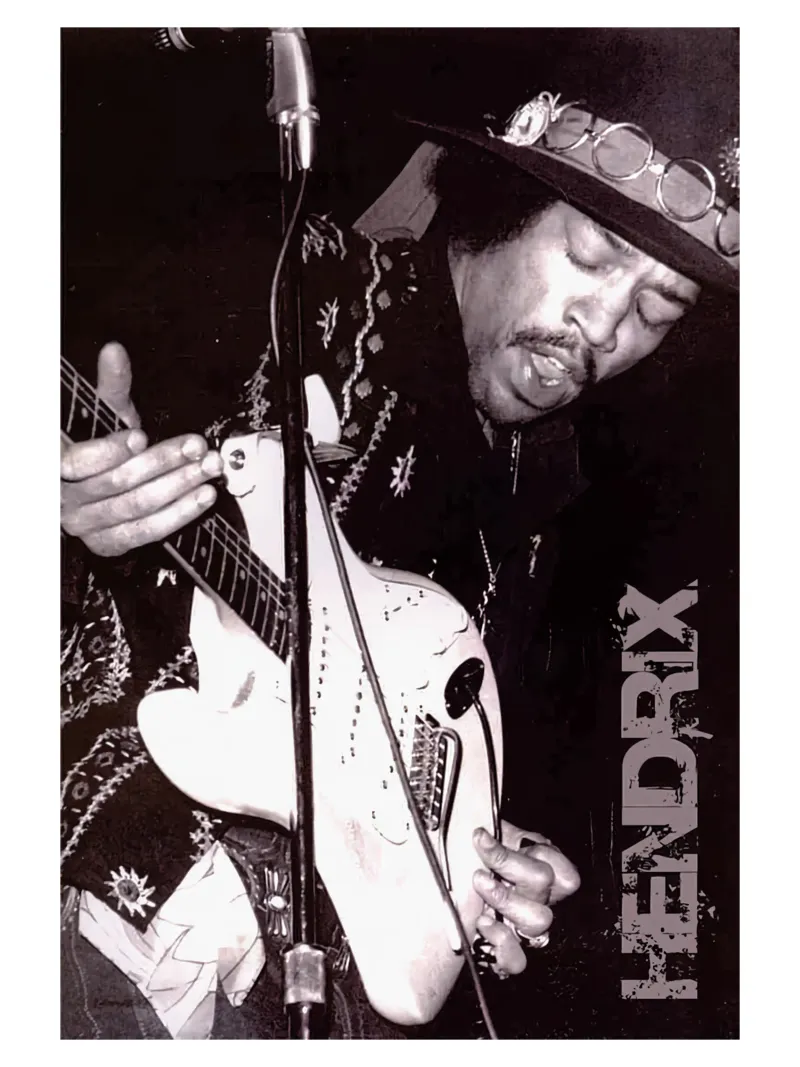 Ritratto vintage in bianco e nero di Jimi Hendrix poster da leguesdreams