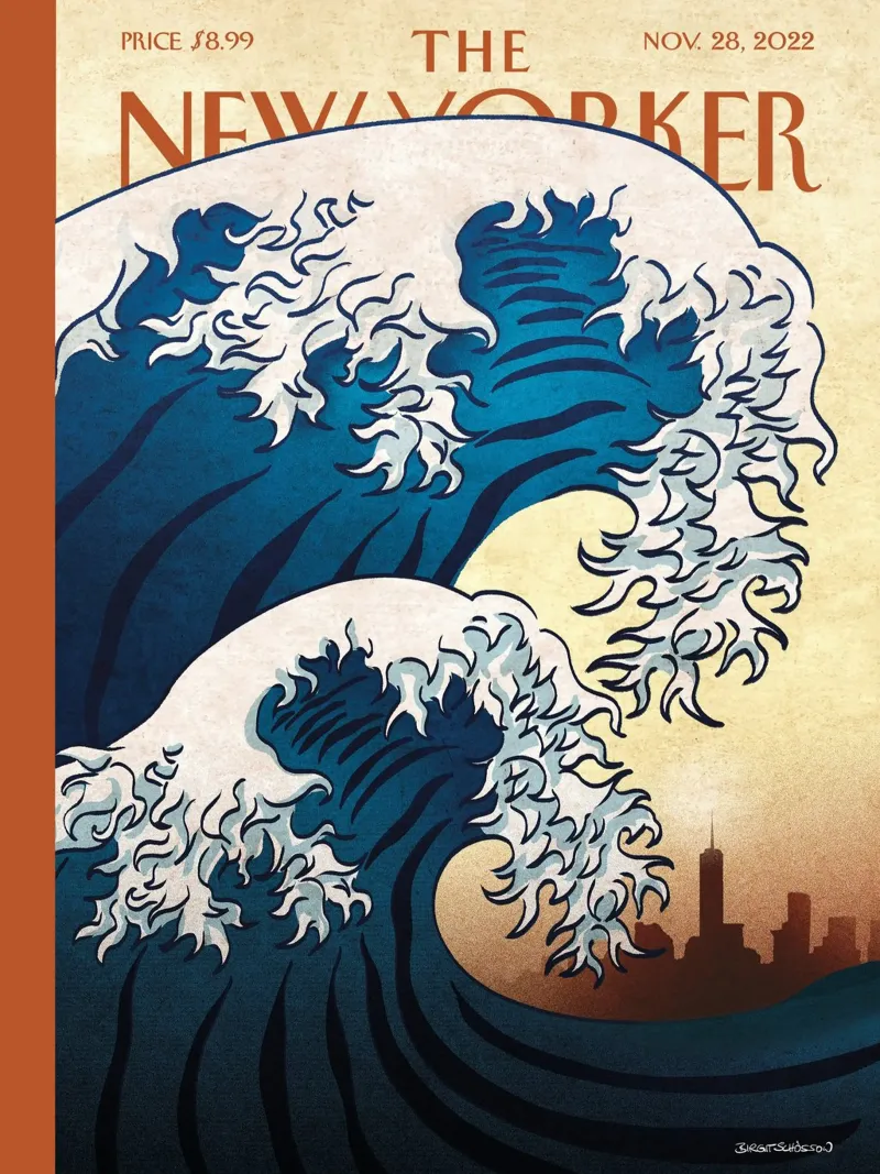 Il futuro è qui Arte di Birgit Schössow, The New Yorker poster con telaio in legno da appsi
