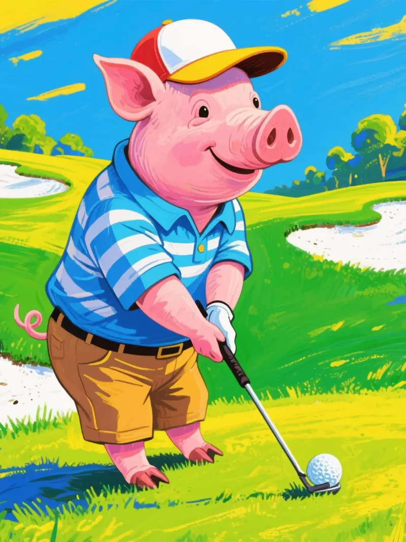 Funny Pig Golf Deporte poster de knowledge