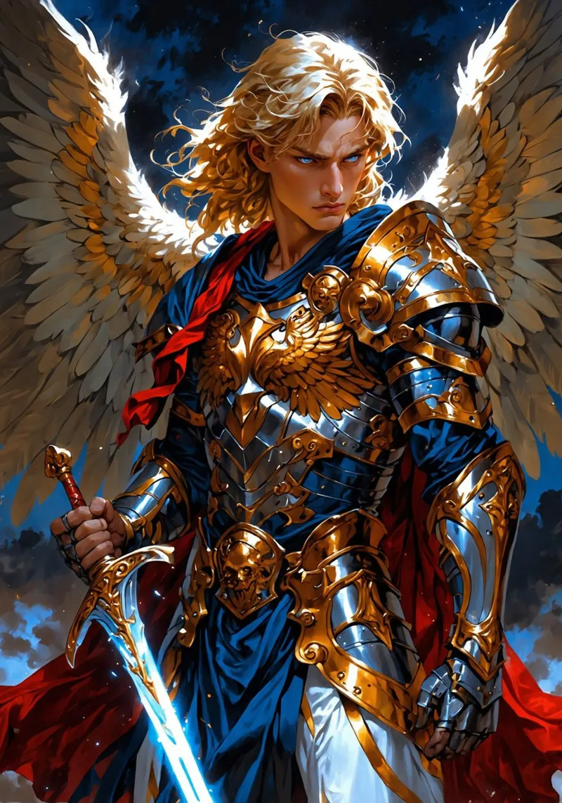 Arcangelo alato con spada poster da Fleur de Lys