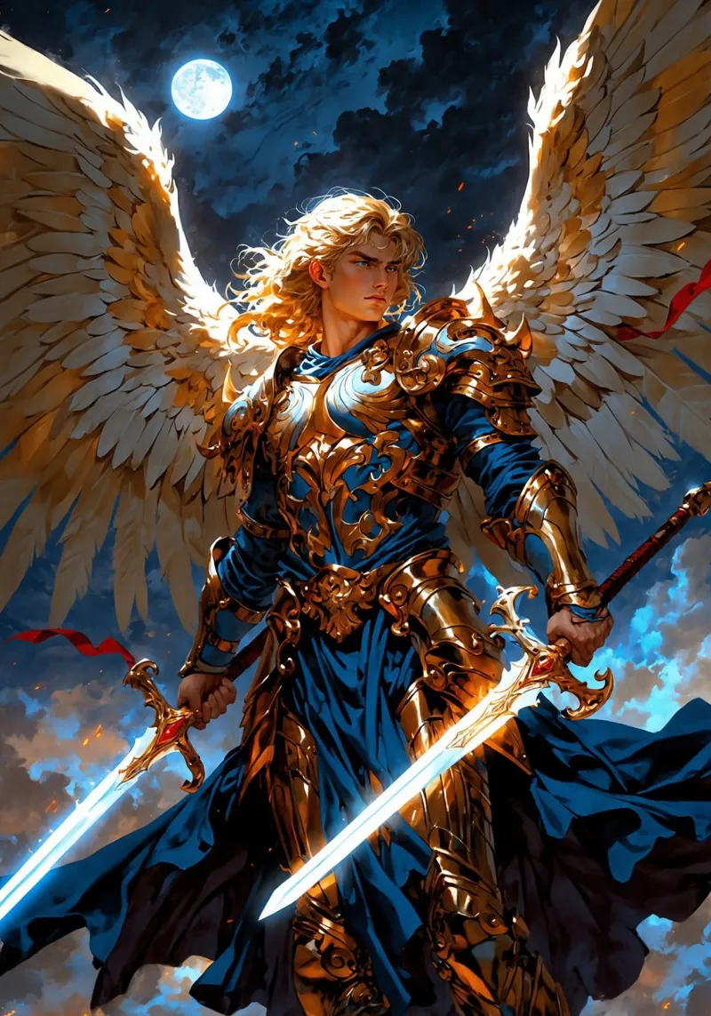 Arcangelo alato con spada poster da Fleur de Lys