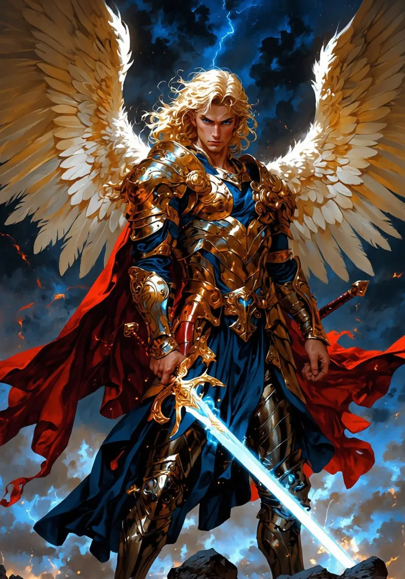 Arcangelo alato con spada poster da Fleur de Lys