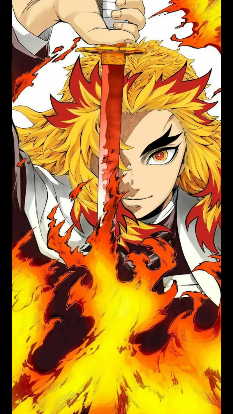 Kyojuro Rengoku Kimetsu No Yaiba Classico tela con Cornice a cassetta da igoshartwrks