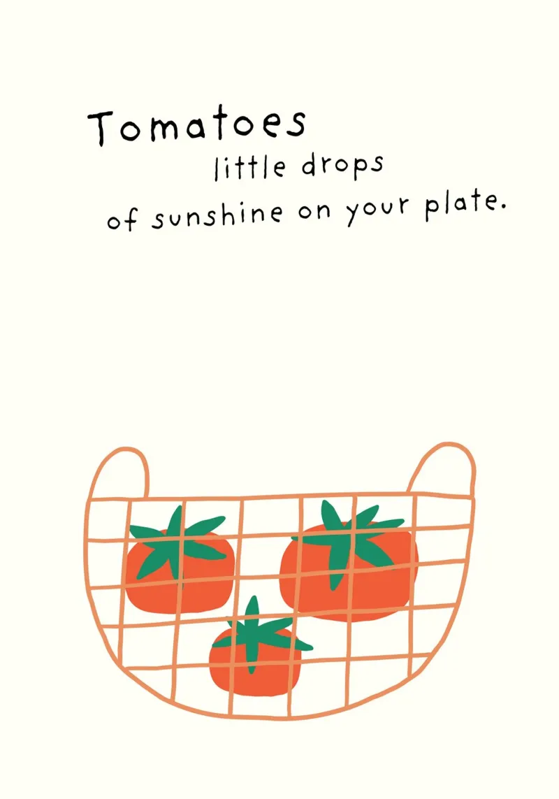 Pomodori - Gocce piccole poster con telaio in alluminio da PurePeachStudio