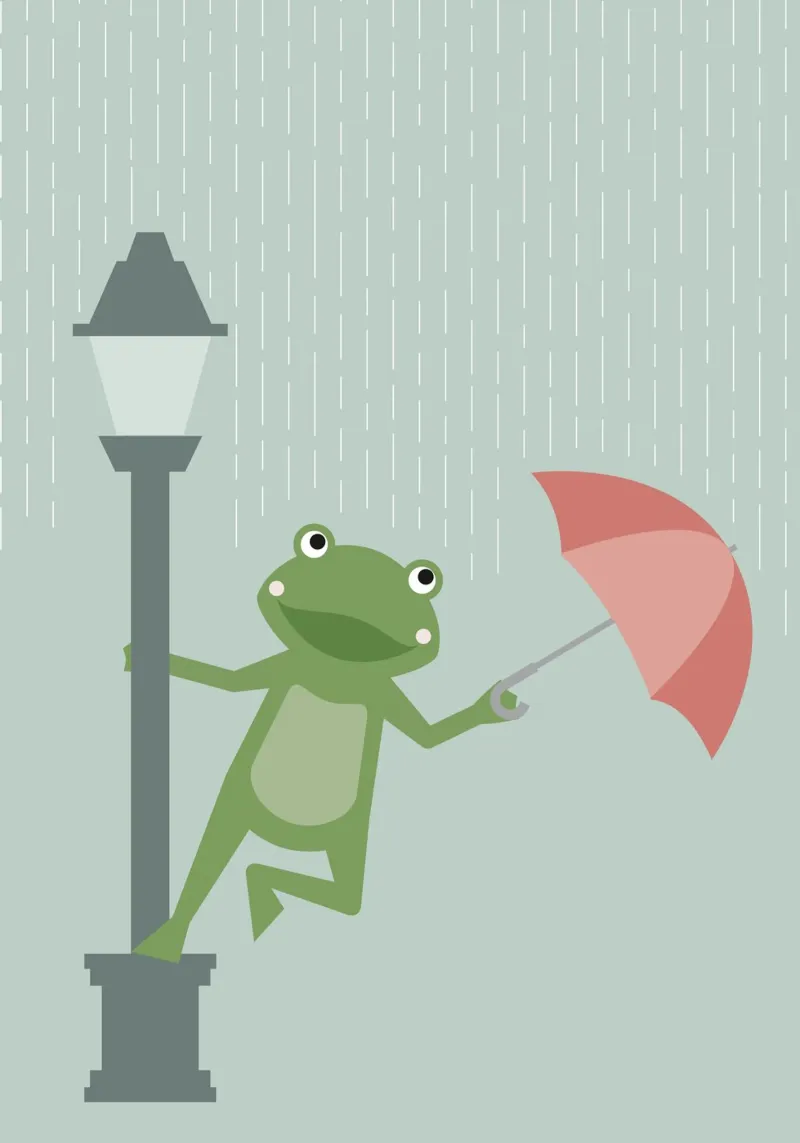 Frosch - Ballando sotto la pioggia poster con telaio in plastica da Carolin Vonhoff