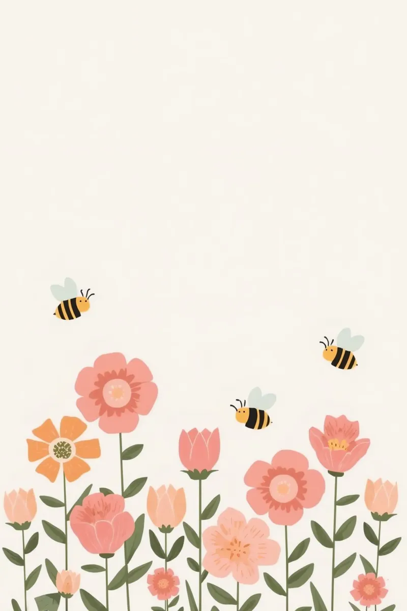 Fiori stilizzati e api carine poster con telaio in alluminio da DesignDoodle