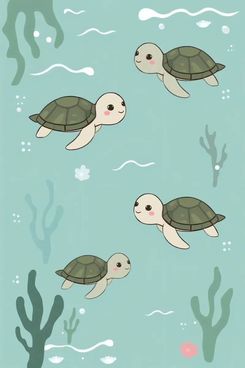 Tartarughe carine in ambiente subacqueo poster da DesignDoodle
