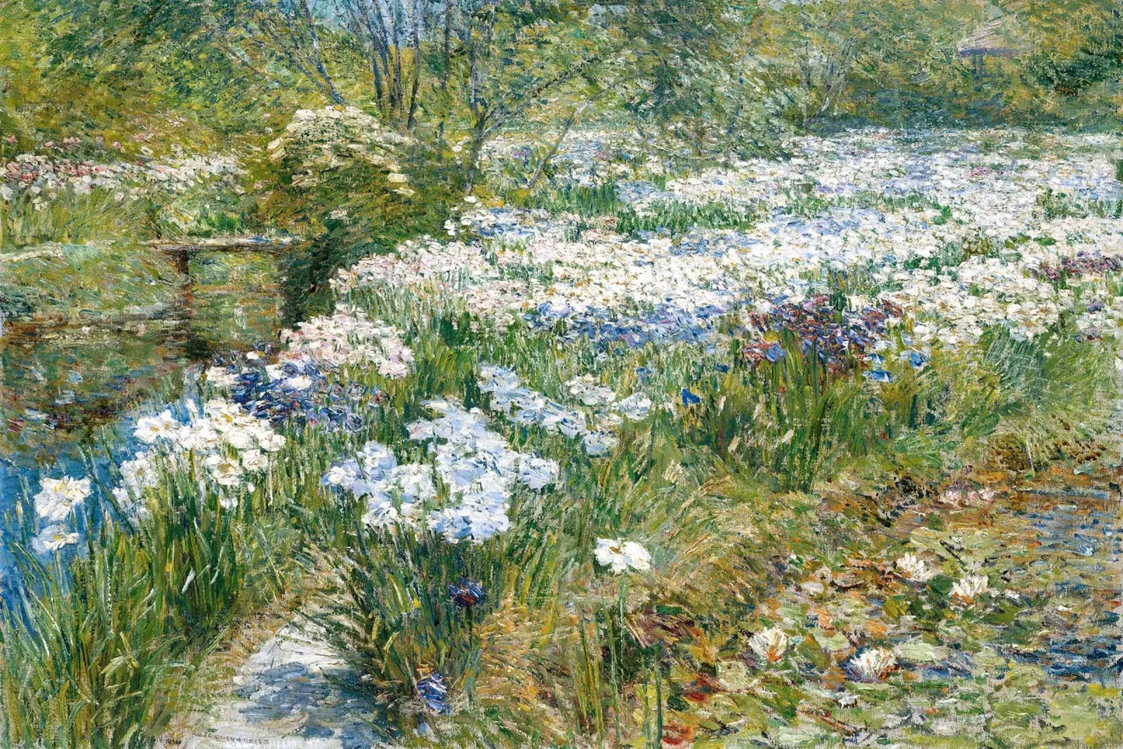 The Water Garden - Childe Hassam poster con telaio in plastica da apoloprints