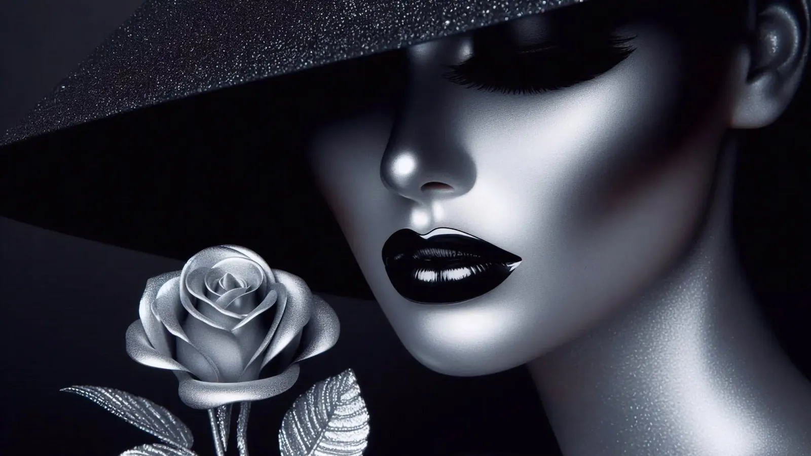 Ritratto affascinante di una donna con un cappello tela con Cornice a cassetta da BenCoStyle