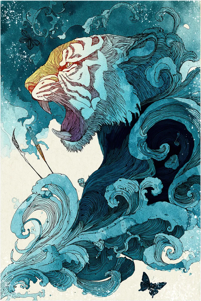 Roar of the Ocean canvas with Floater frame by Qimstudio