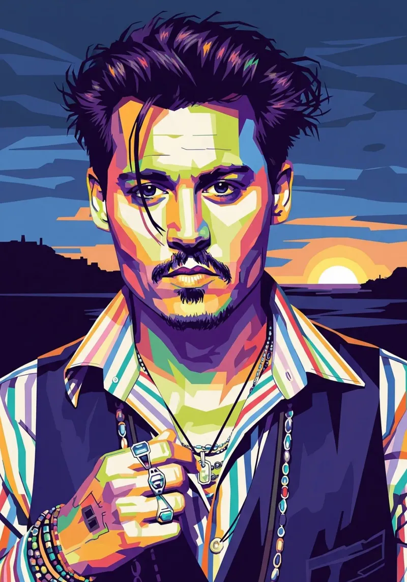 Johnny Depp con lo stile iconico poster con telaio in plastica da Hantamrata