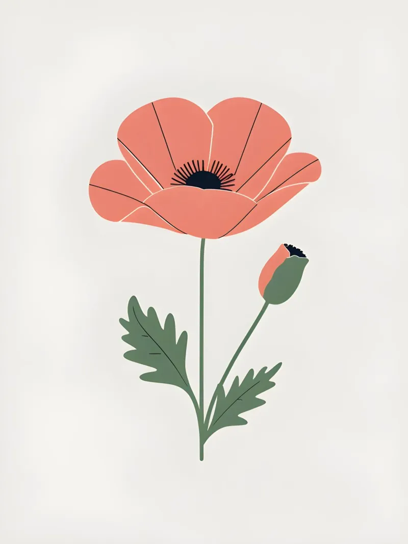 Profilo di un singolo fiore di papavero poster con telaio in alluminio da The Green Room