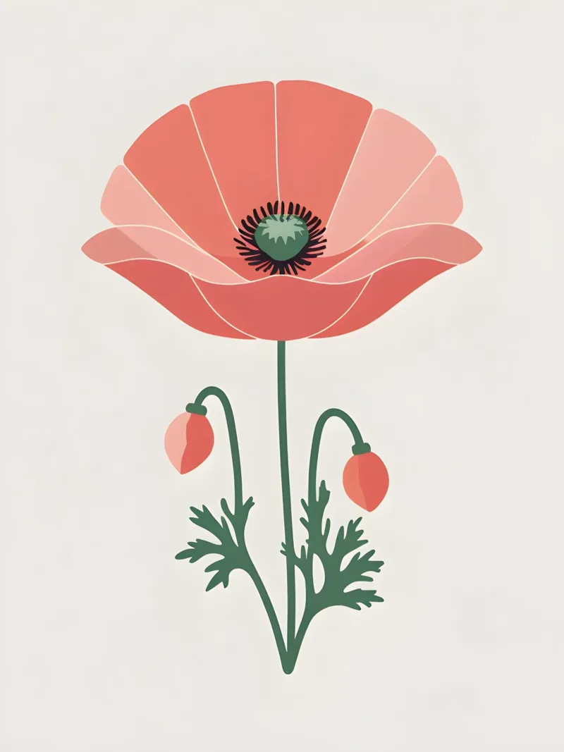 Profilo di un singolo fiore di papavero poster con telaio in legno da The Green Room