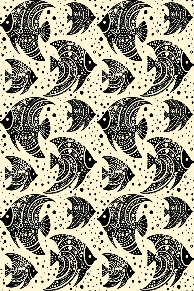 Pesce tropicale nero e crema poster con telaio in alluminio da SilverPegasus