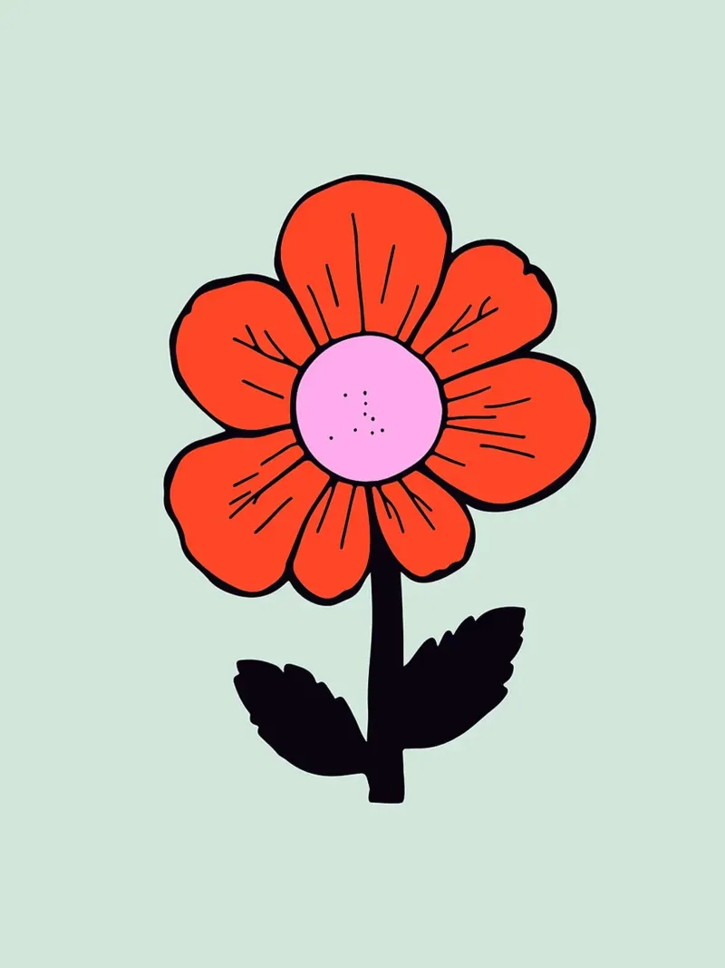 Speelse handgetekende bloemenprint poster van Lisa Becker