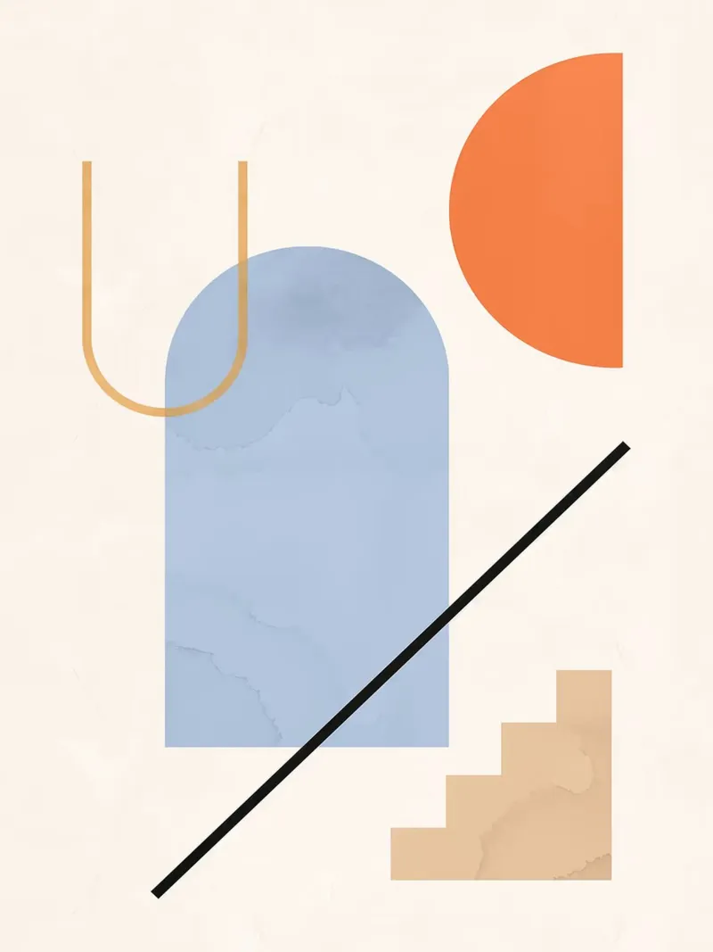 Forme geometriche poster con telaio in legno da Leon Franke