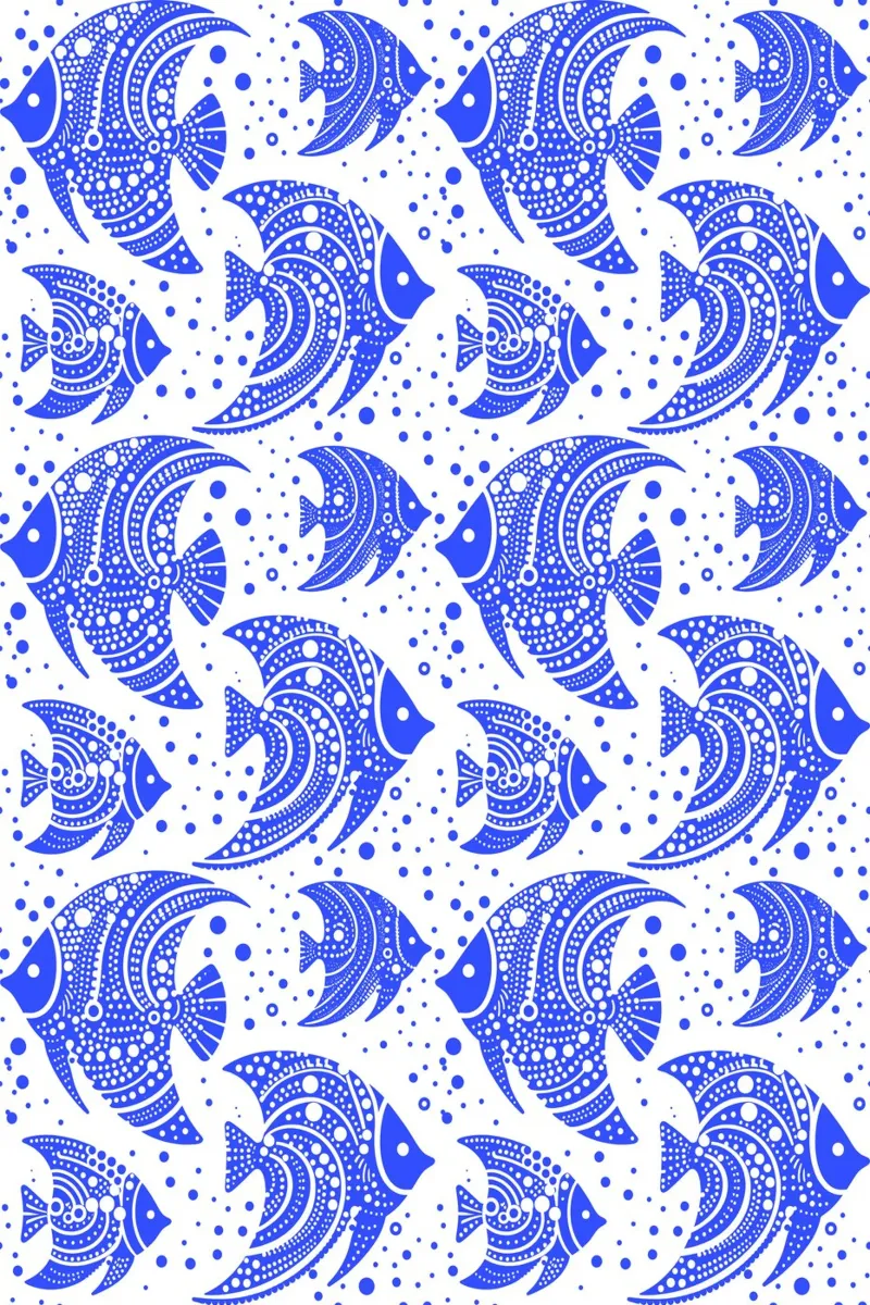 Pesce tropicale blu e bianco poster con telaio in alluminio da SilverPegasus