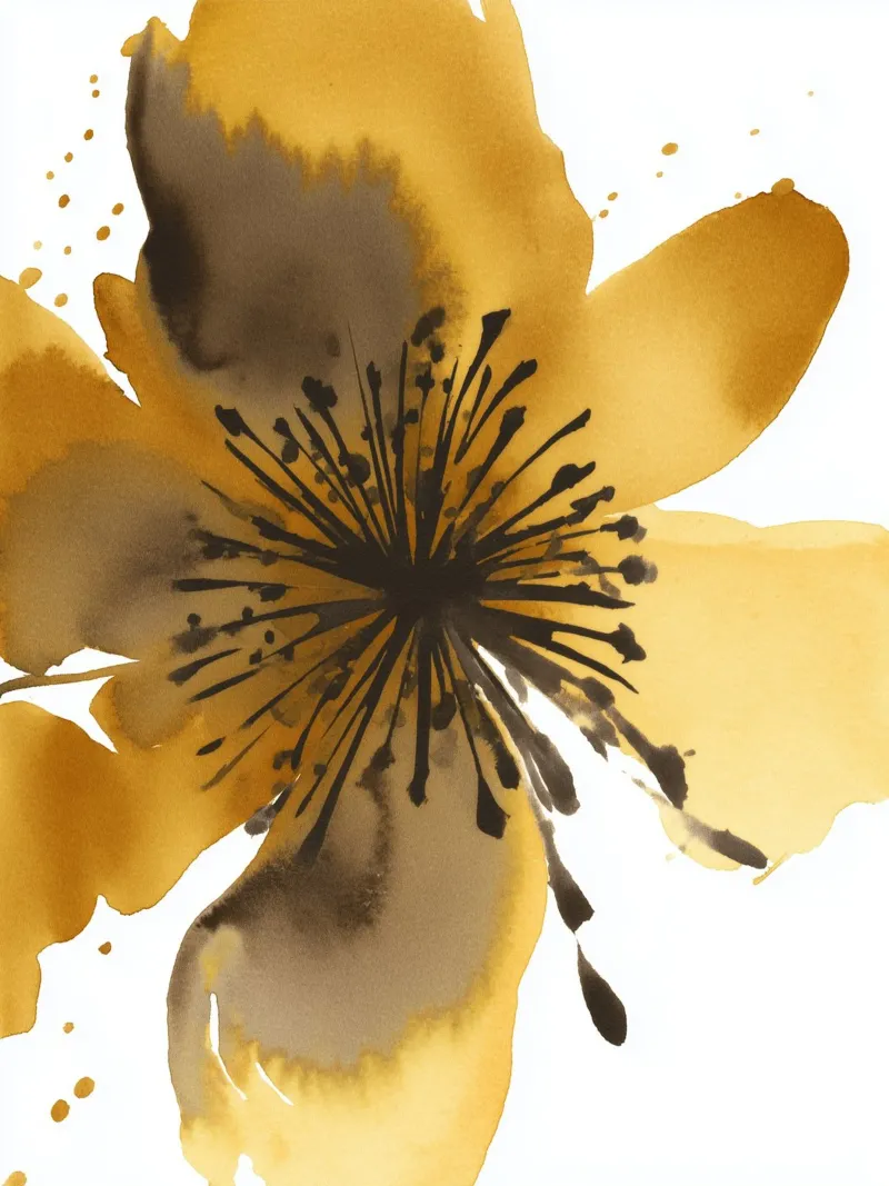 Fioritura dorata 1 poster con telaio in alluminio da Sophia Calder Studio