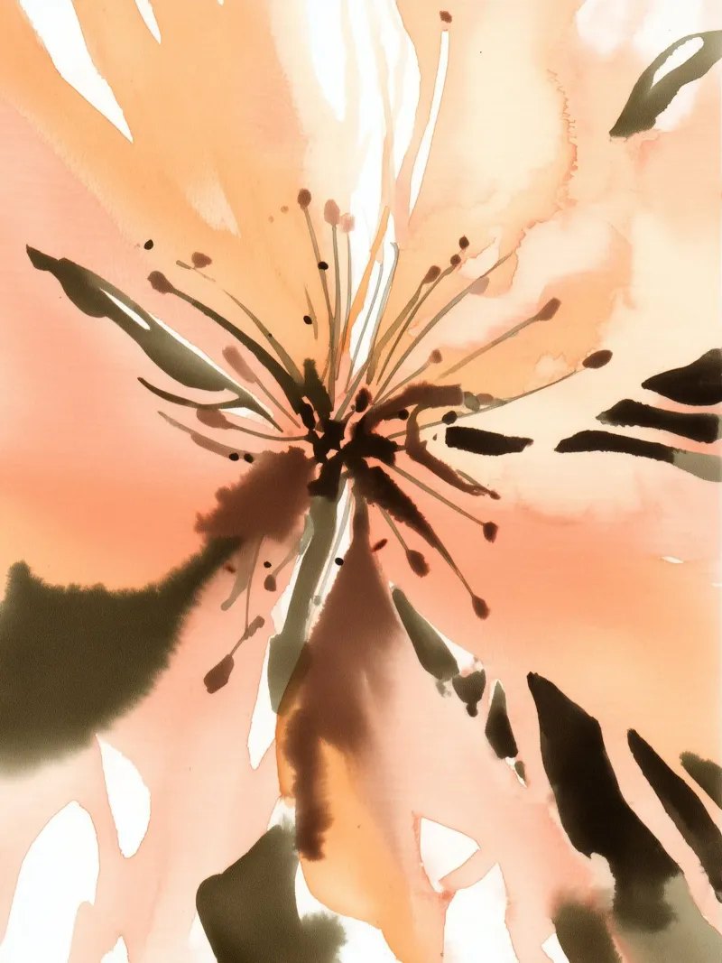 Radiosità dei fiori di pesco poster con telaio in legno da Sophia Calder Studio