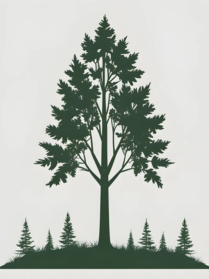 Silhouette di un singolo albero poster con telaio in legno da The Green Room