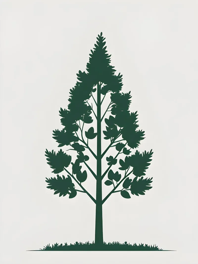 Silhouette di un singolo albero poster con telaio in legno da The Green Room