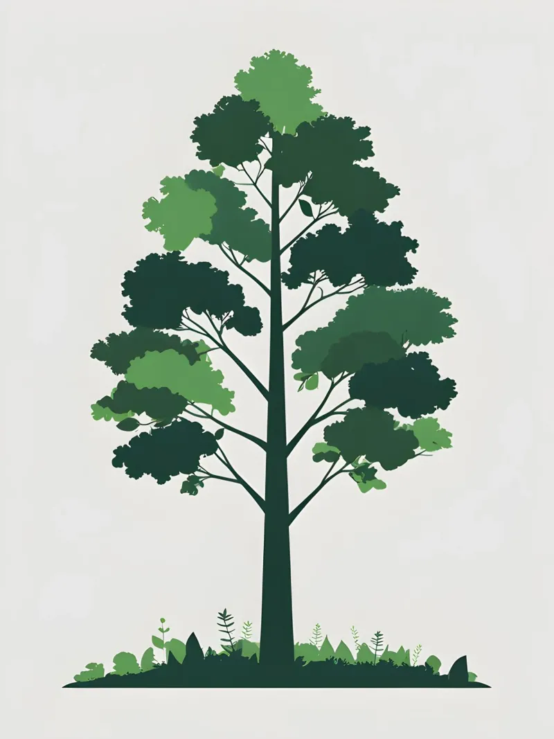 Silhouette di un singolo albero poster con telaio in plastica da The Green Room