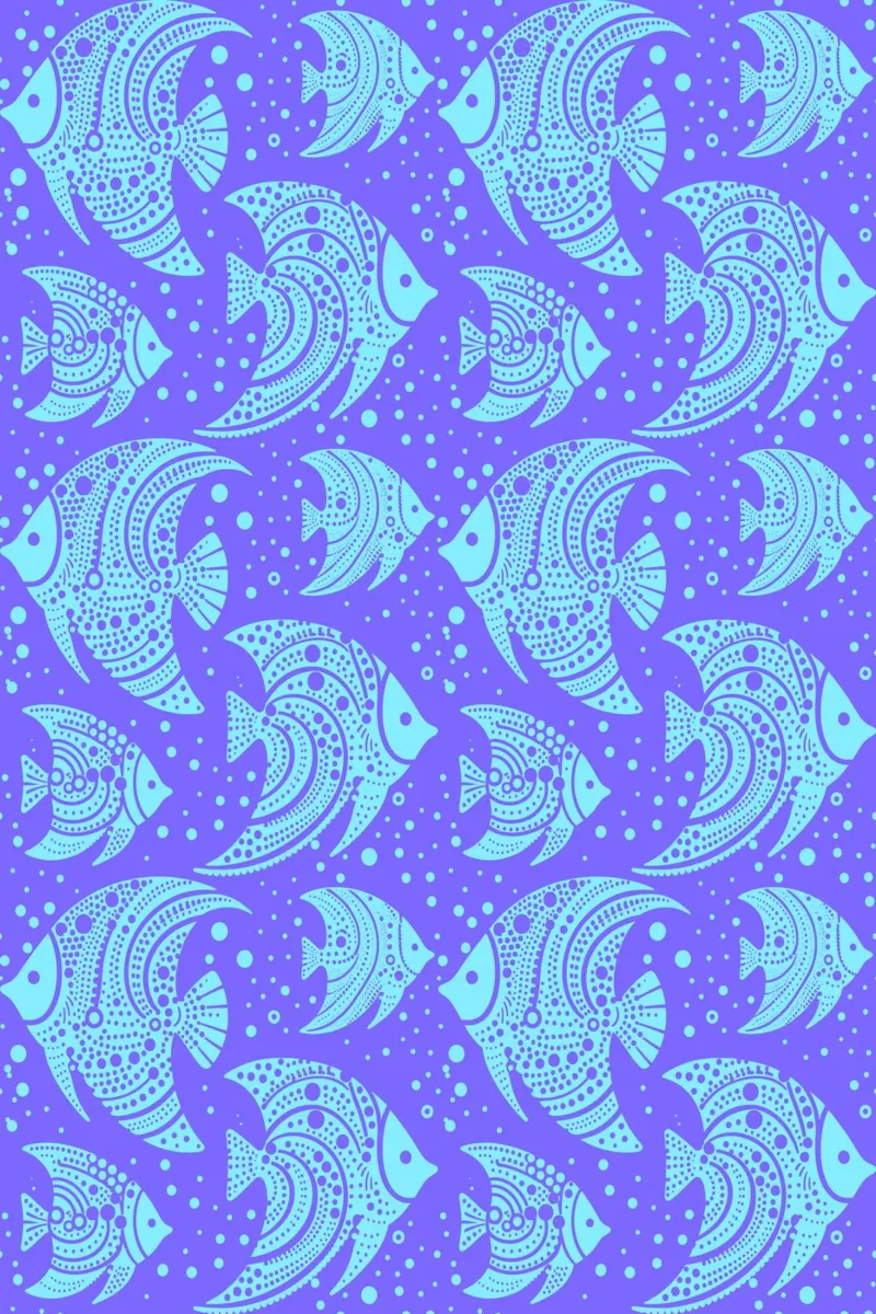Pesce tropicale viola blu poster con telaio in alluminio da SilverPegasus