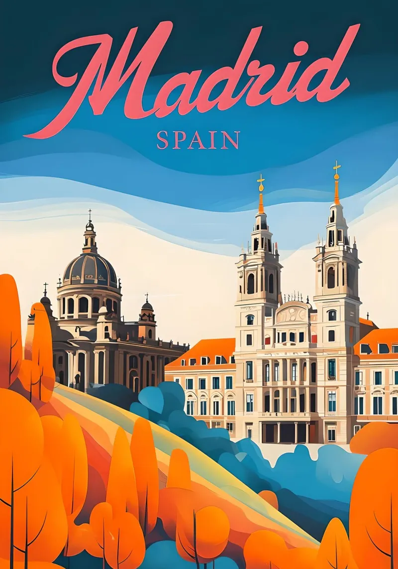 Poster di viaggio di Madrid, Spagna poster da 🥝 KIWI STORE