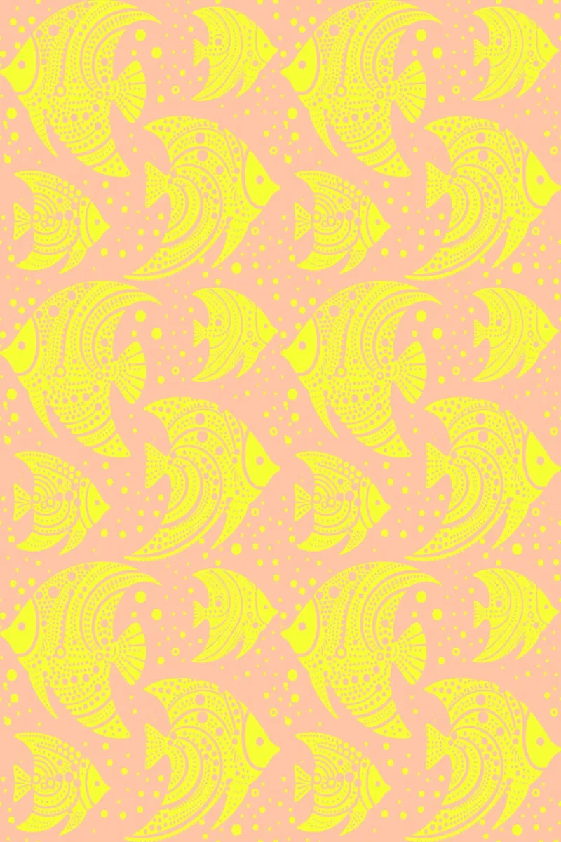 Pesce tropicale giallo e rosa poster con telaio in alluminio da SilverPegasus
