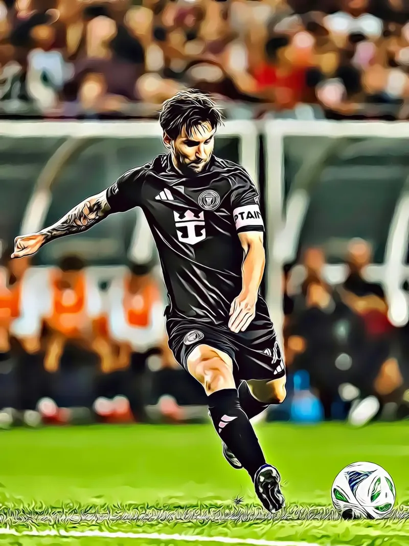 Poster d'azione della maglia nera iconica di Lionel Messi poster da ArdanART